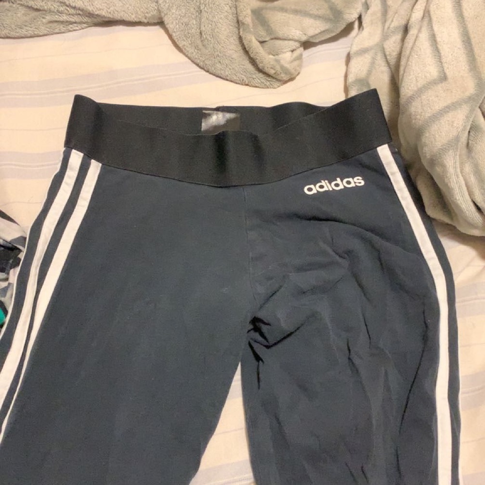 Adidas black leggings with White Stripes